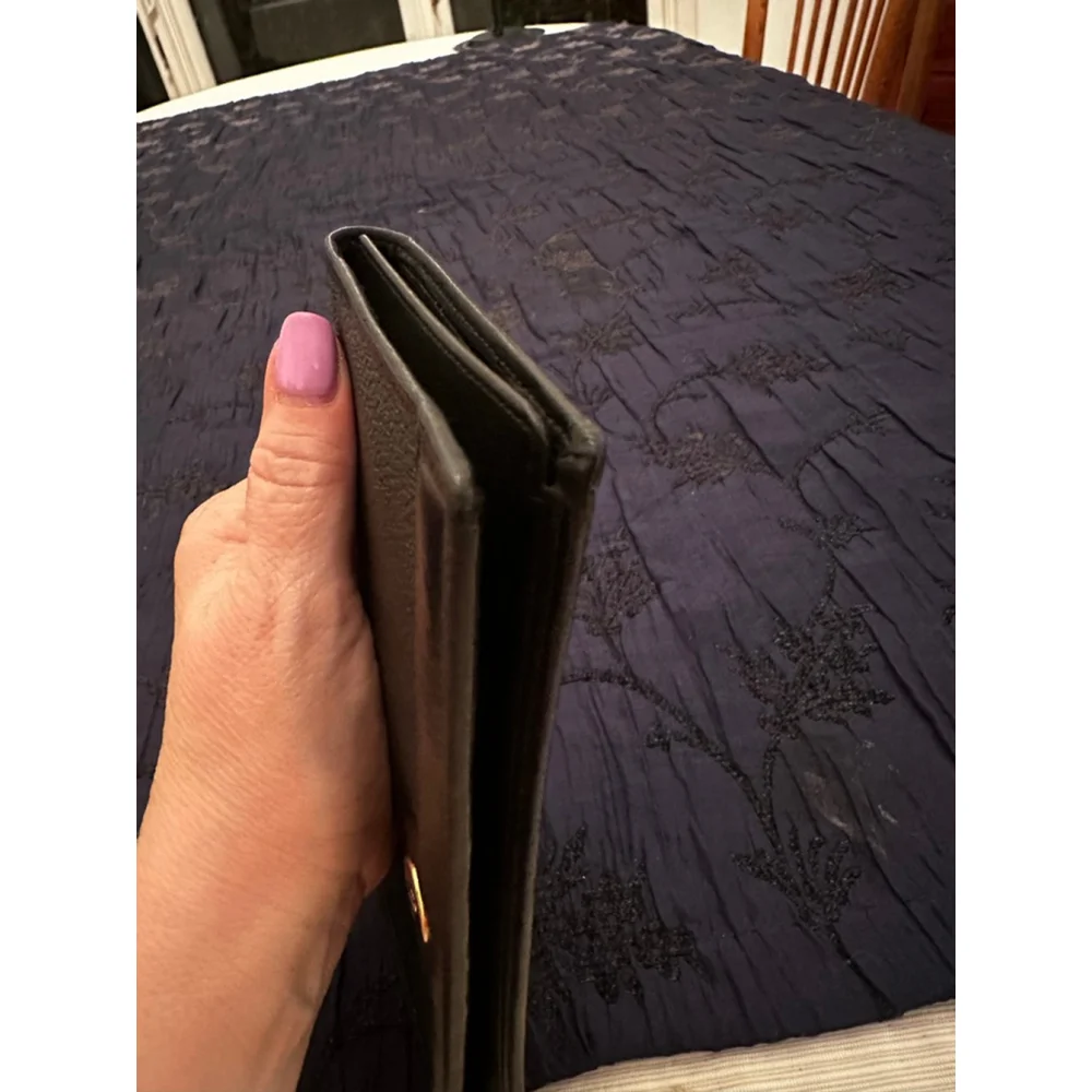 Dior Black Leather Honeycomb Long Wallet
